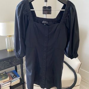 Black square neck dress